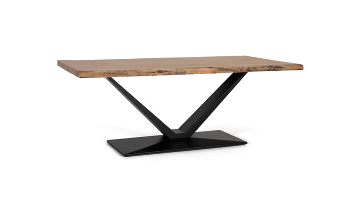 GINER Y COLOMER Mesa de comedor de madera de acacia y metal Natural y Negro
